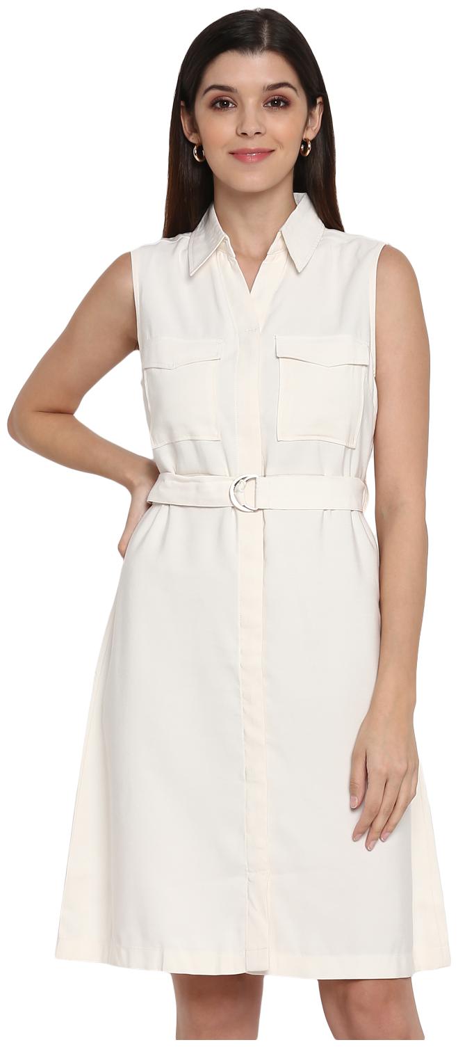 

Mode by Red Tape White Solid Fit flare dress