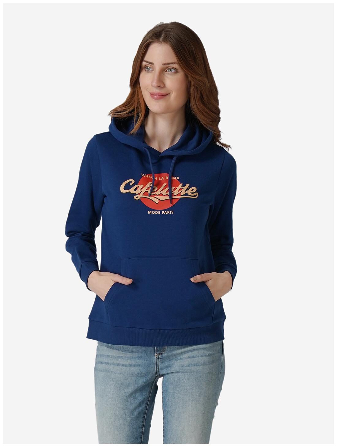 

Mode by Red Tape Women Printed Hoodie - Blue