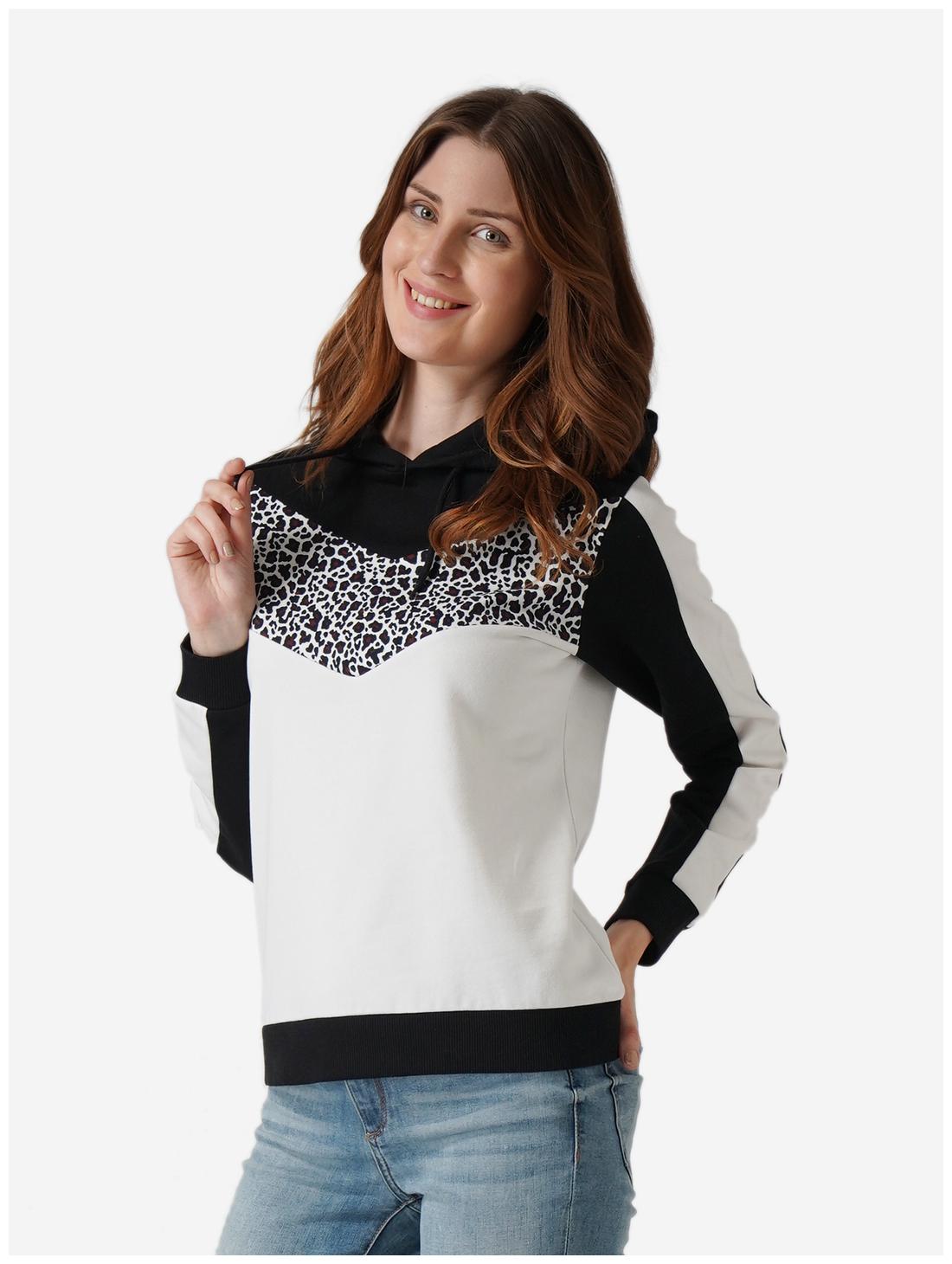 

Mode by Red Tape Women Colourblocked Hoodie - Black White
