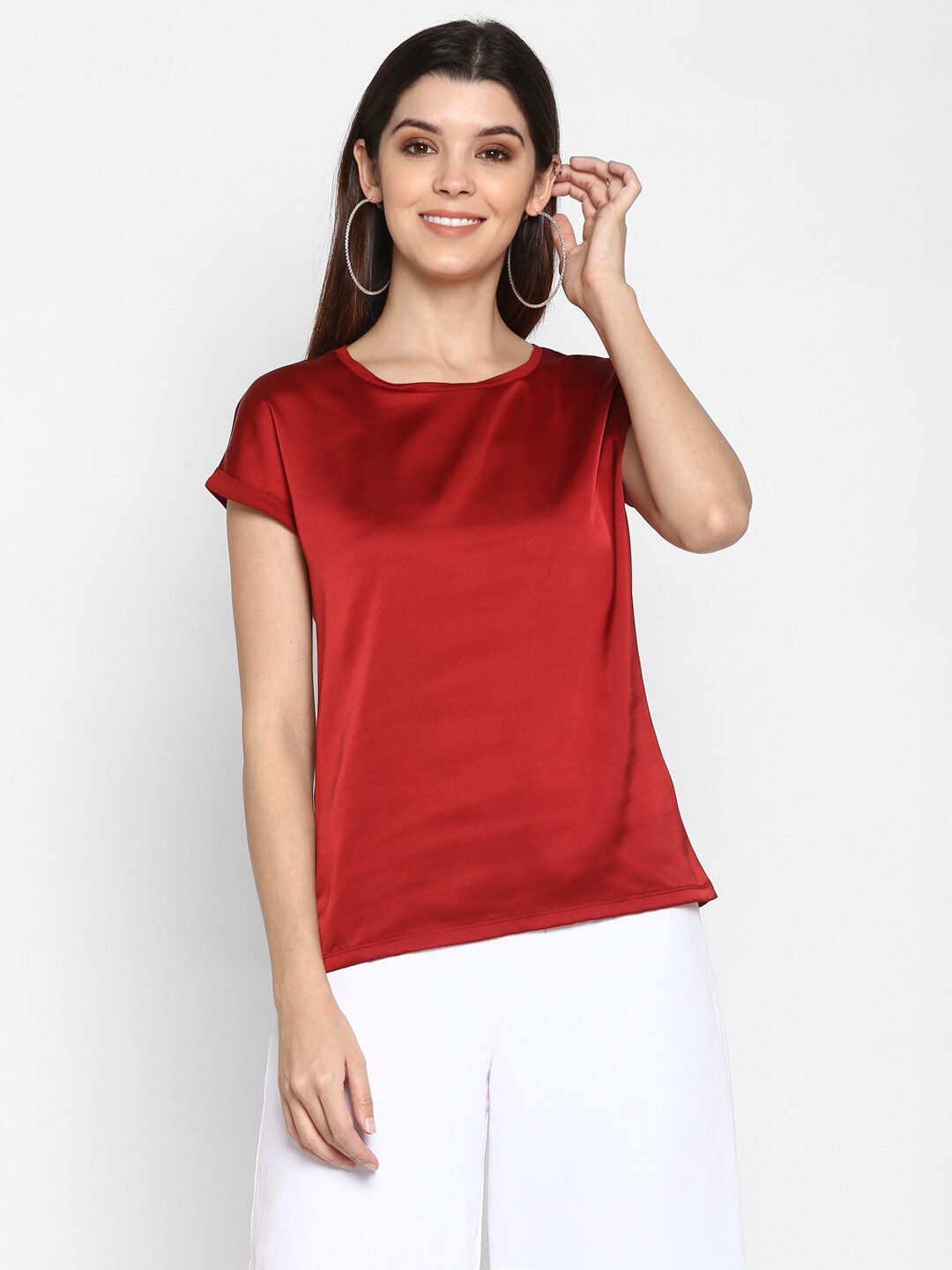 

Mode by Red Tape Women Solid Regular tunic - Maroon