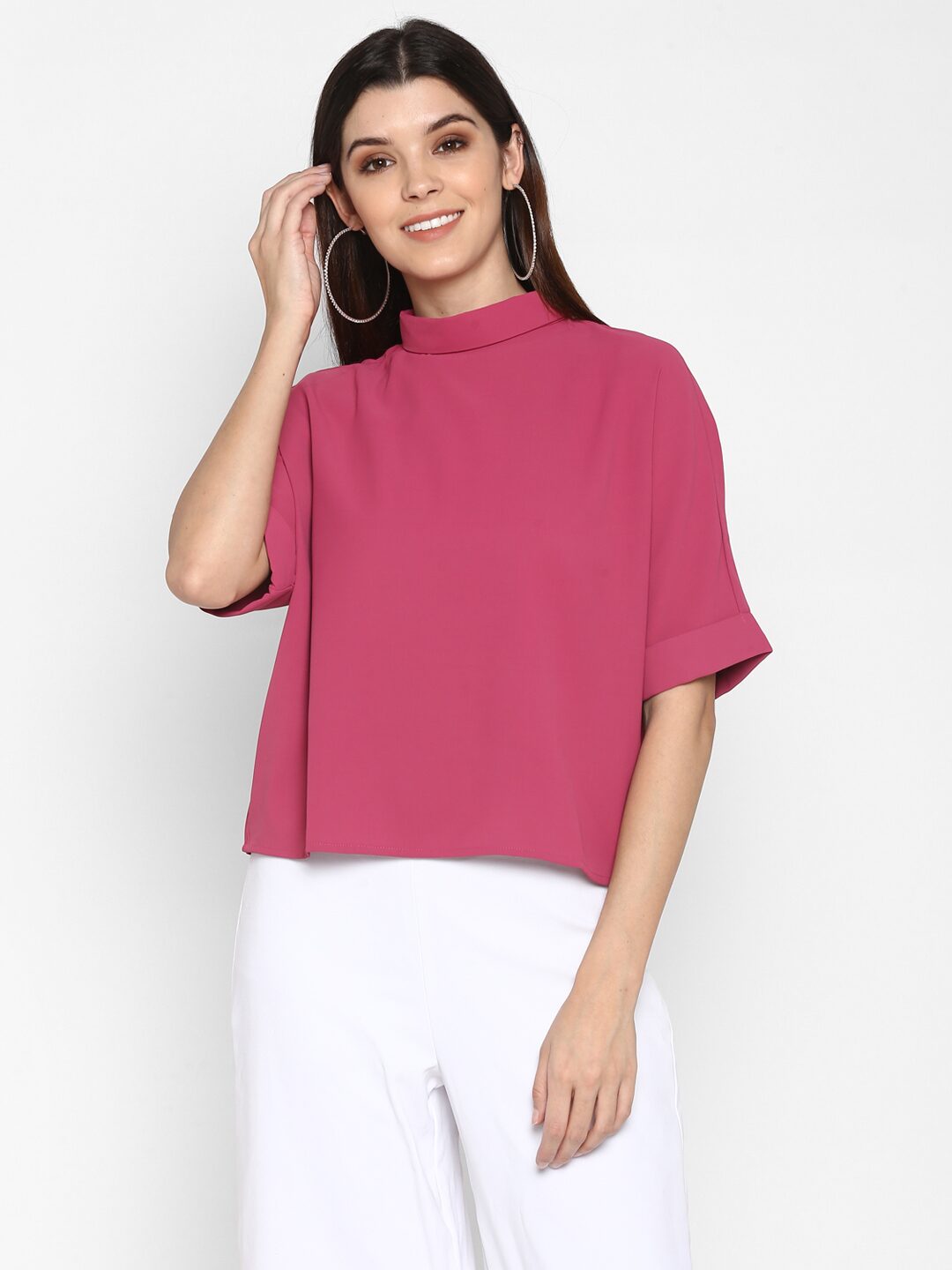 

Mode by Red Tape Women Polyester Solid Boxy Pink
