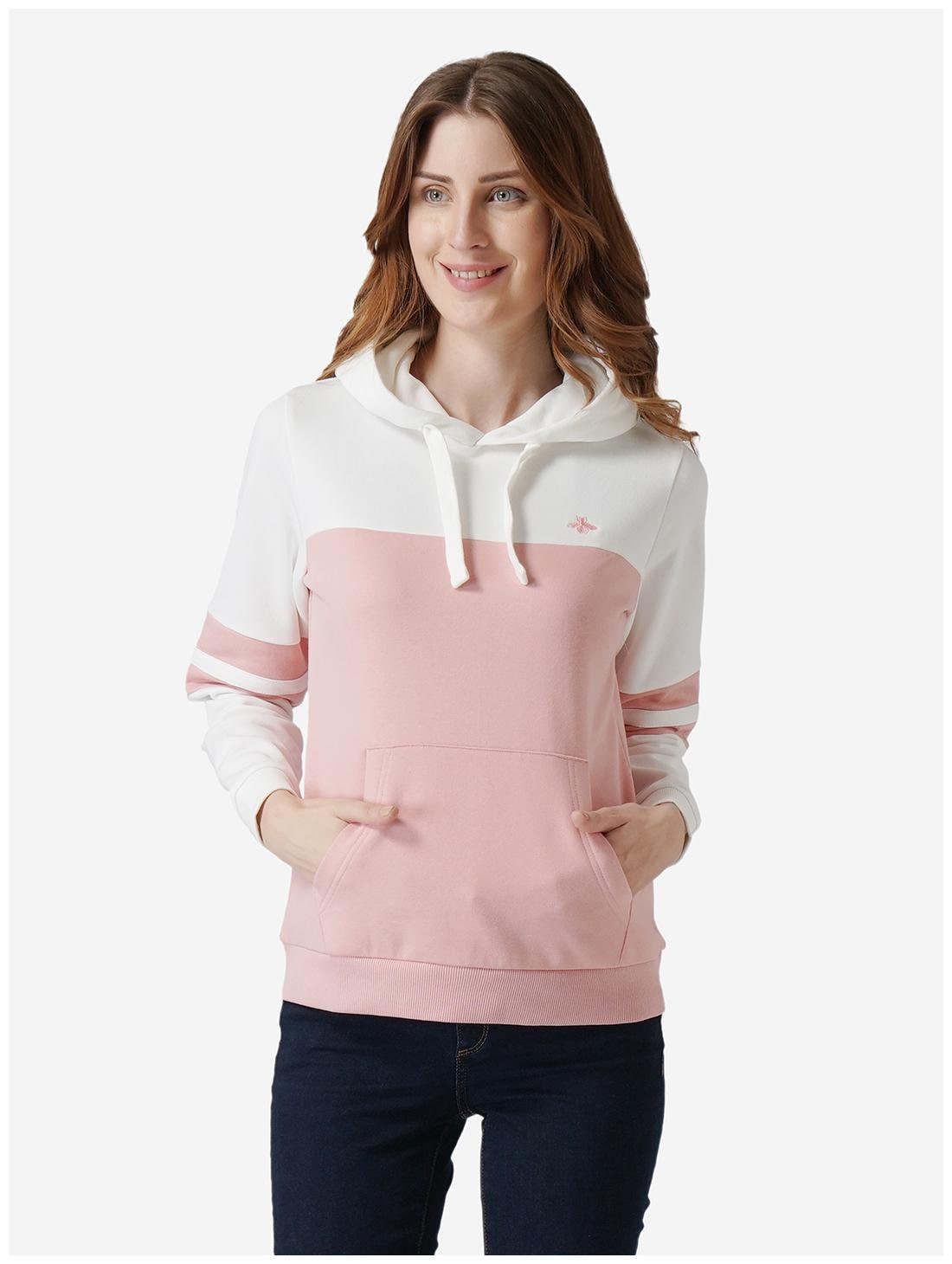 

Mode by Red Tape Women Colourblocked Hoodie - Pink White