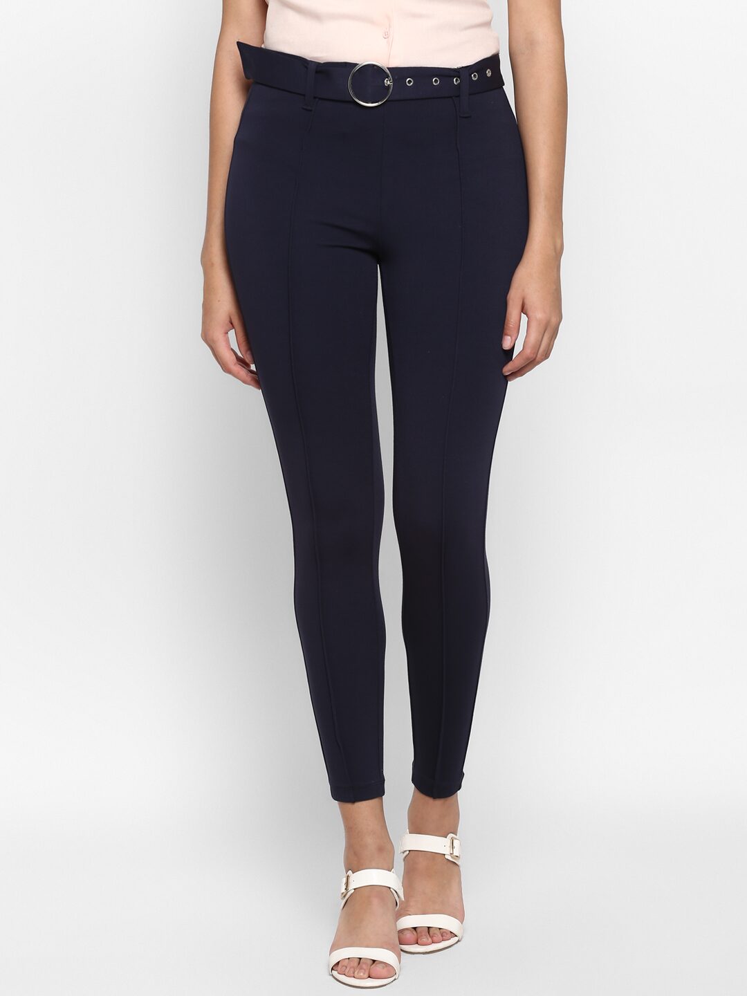 

Mode by Red Tape Blended Navy Blue Solid Jegging For Women