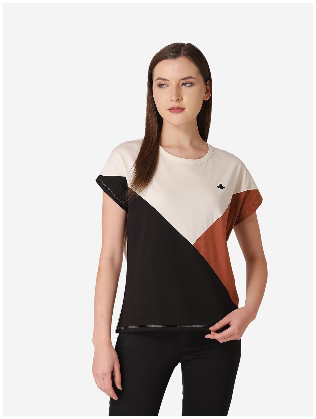 

Mode by Red Tape Women Multi Regular fit Round neck Cotton T shirt