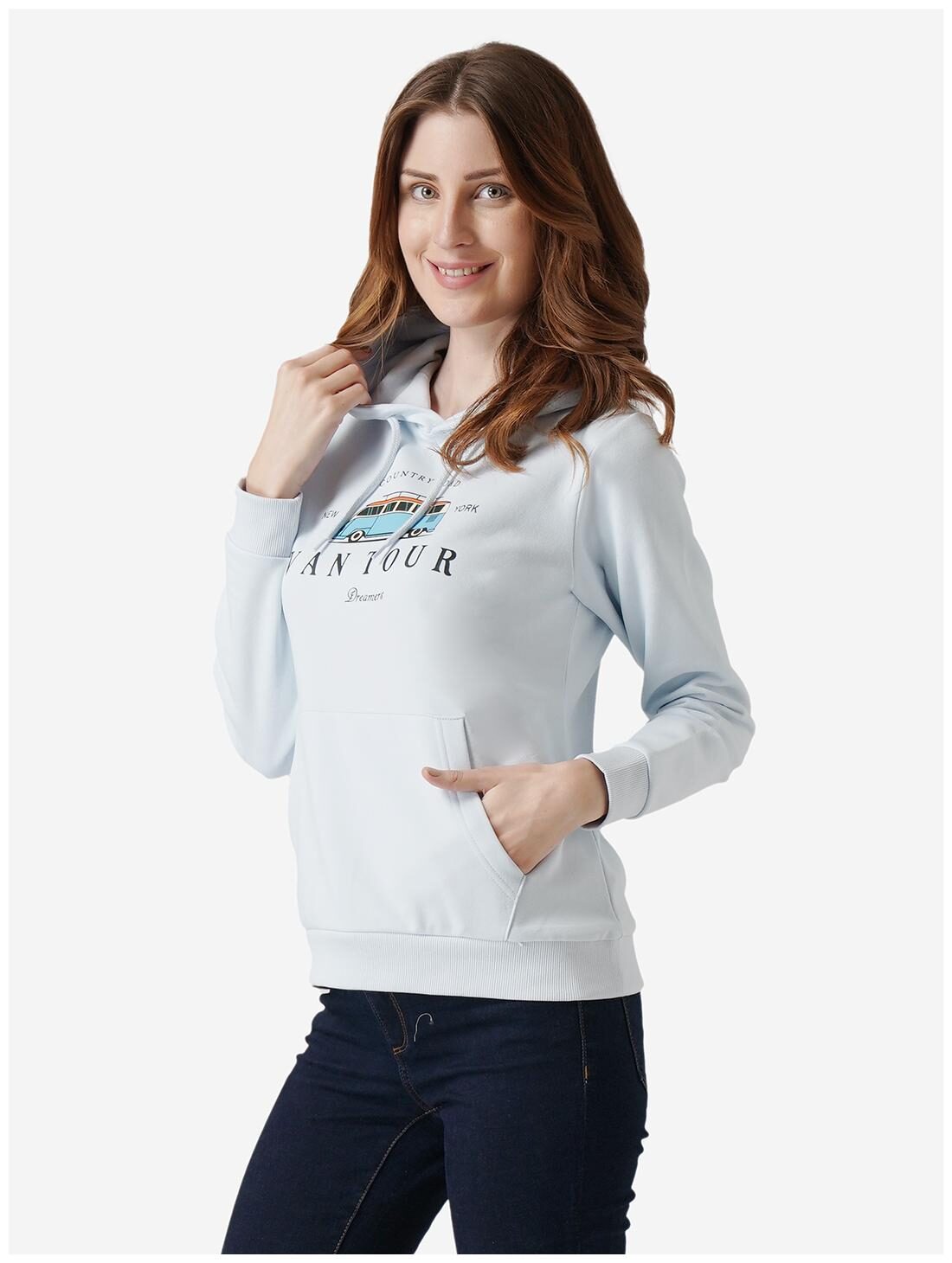 

Mode by Red Tape Women Printed Hoodie - Blue