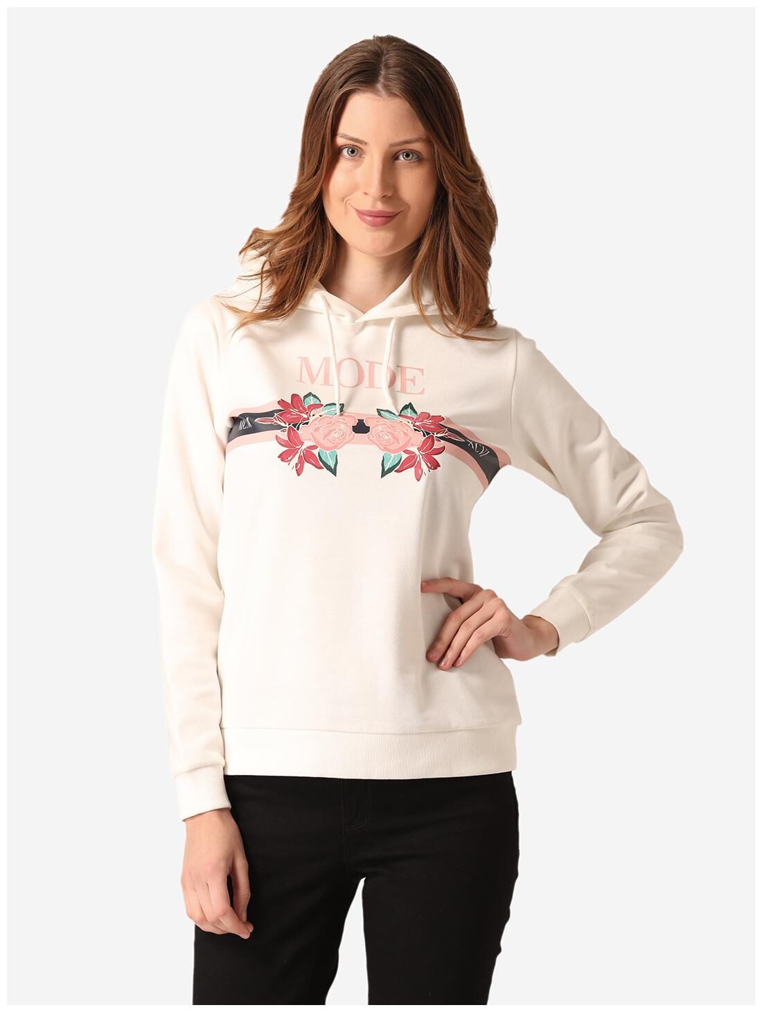 

Mode by Red Tape Women Printed Hoodie - White