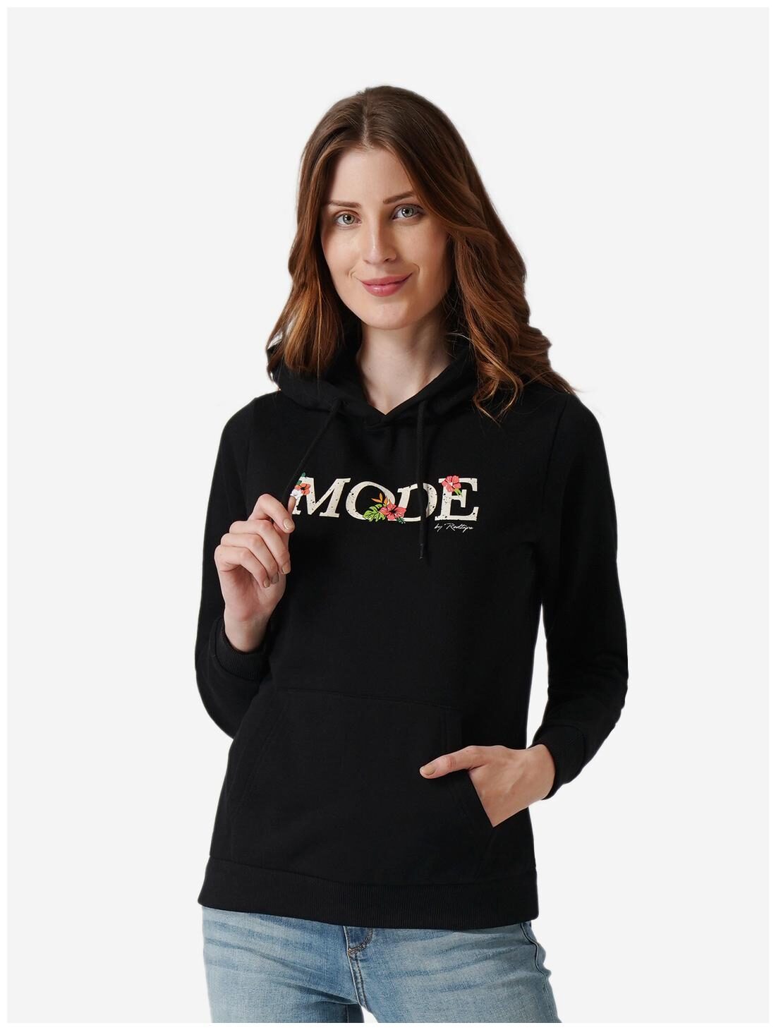 

Mode by Red Tape Women Printed Hoodie - Black