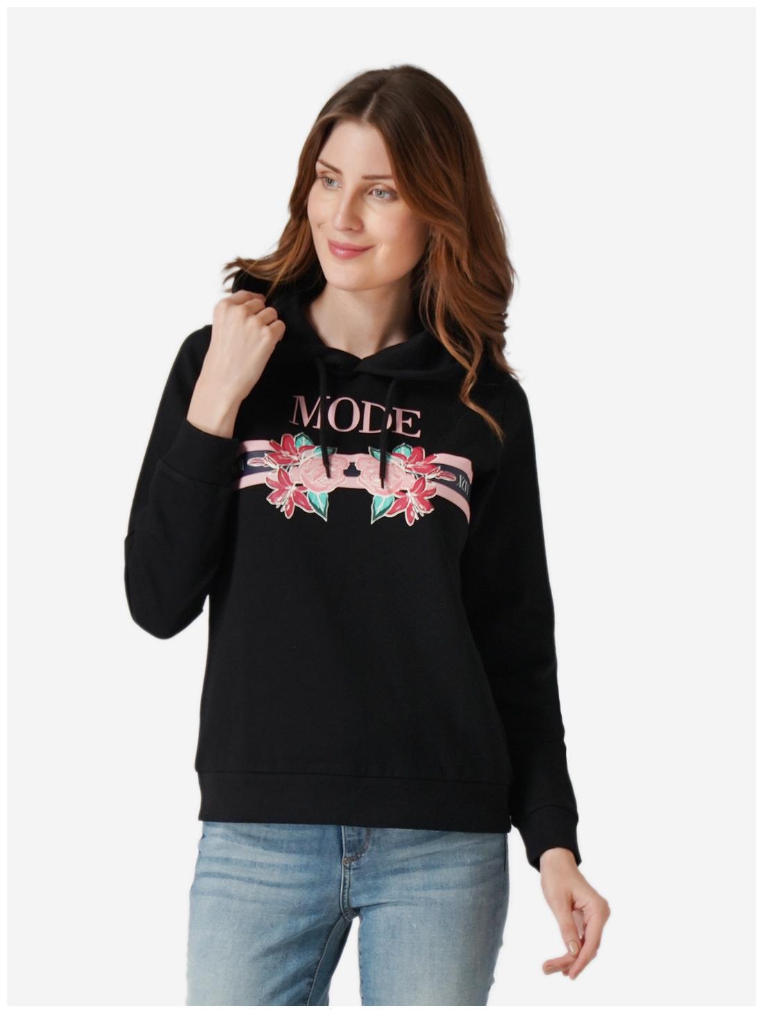 

Mode by Red Tape Women Printed Hoodie - Black