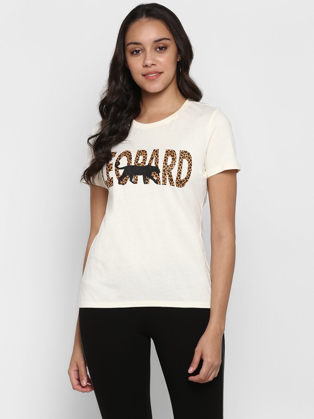 

Mode by Red Tape Women White Regular fit Round neck Cotton T shirt