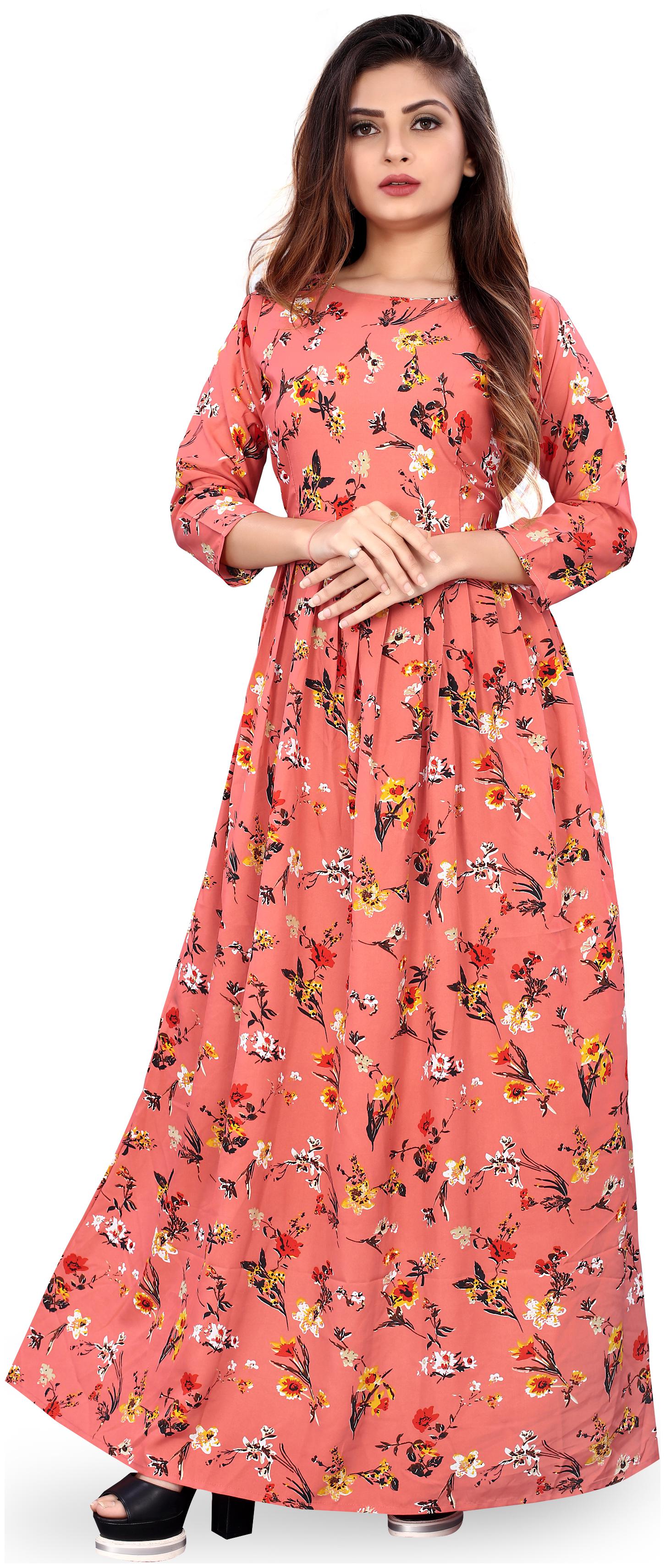 

MODELTY Peach Floral Maxi dress