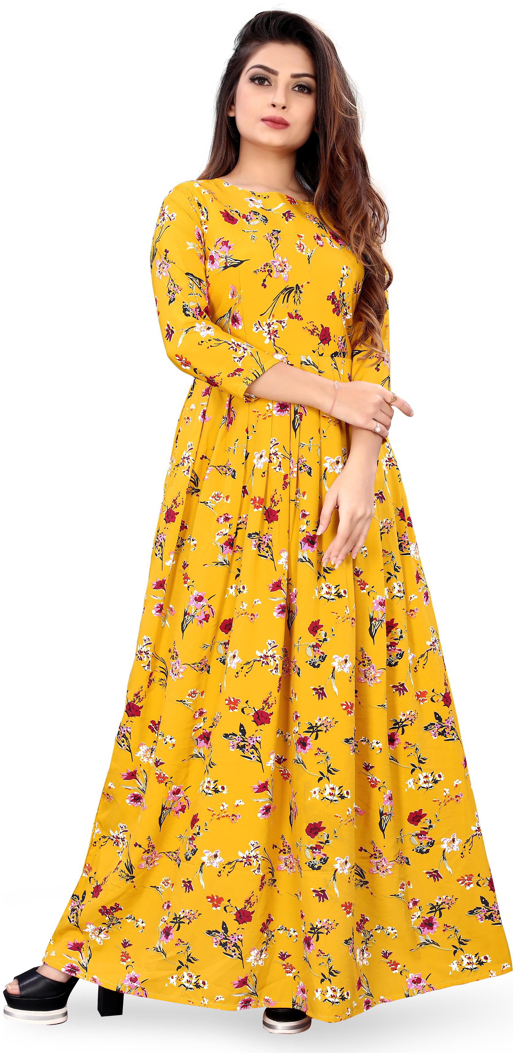 

MODELTY Yellow Floral Maxi dress