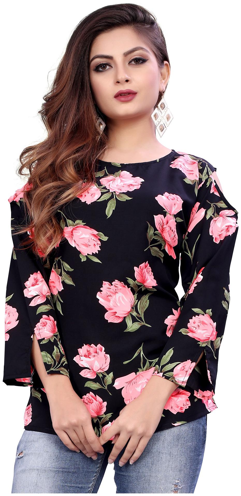 

MODELTY Women Floral Regular top - Black