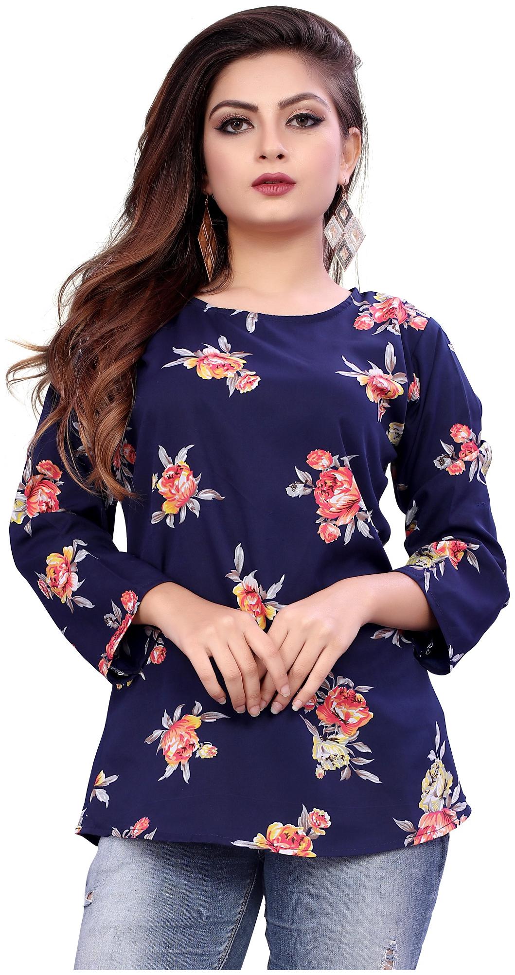 

MODELTY Women Floral Regular top - Blue
