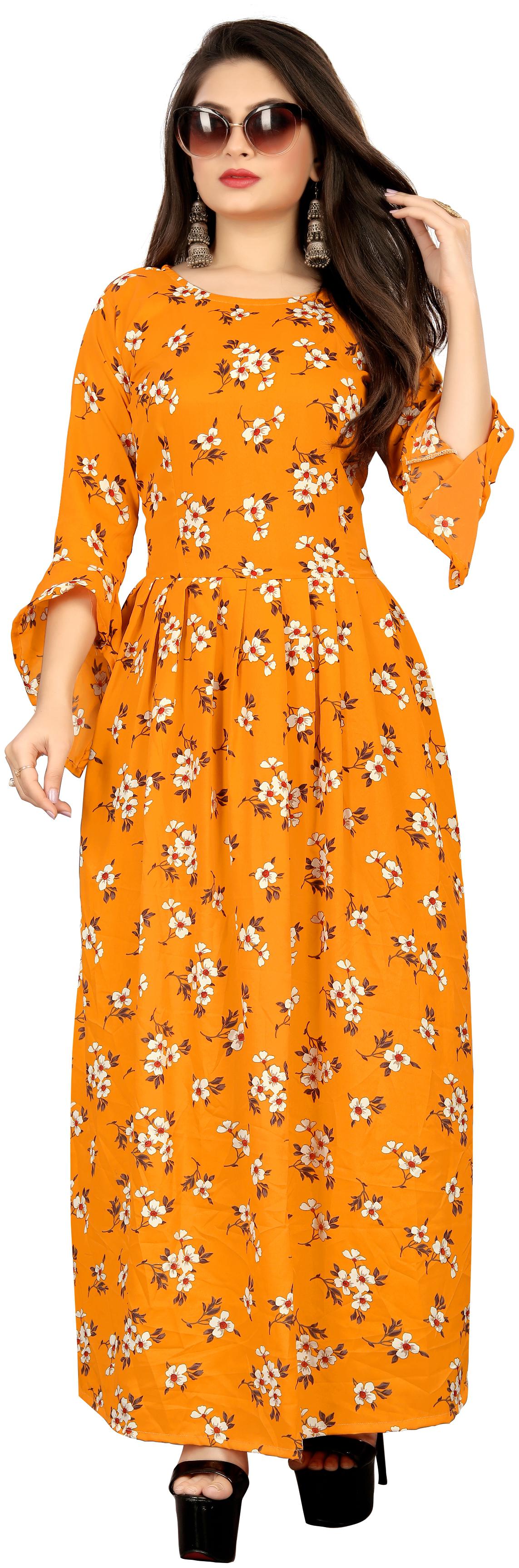 

MODELTY Orange Floral Maxi dress