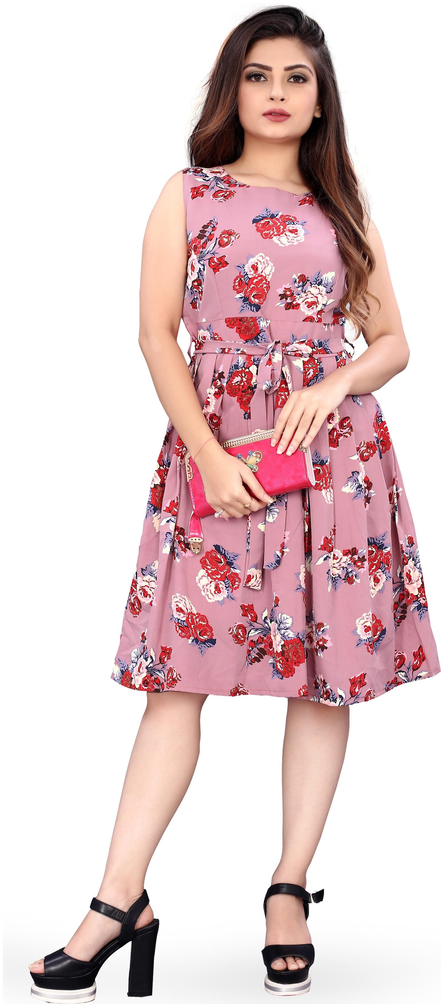 

MODELTY Pink Floral Fit flare dress