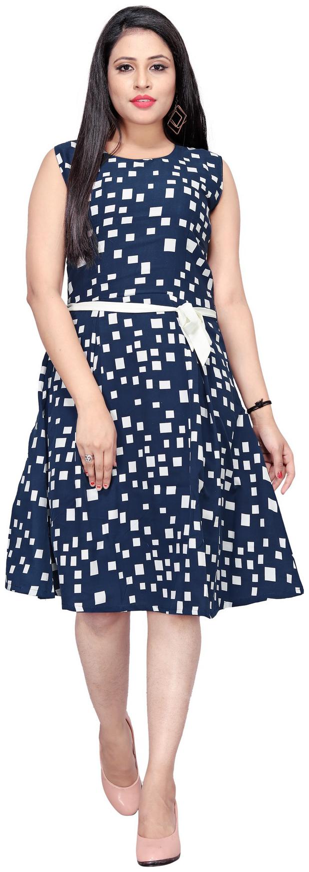 

MODELTY Blue Geometric Fit flare dress