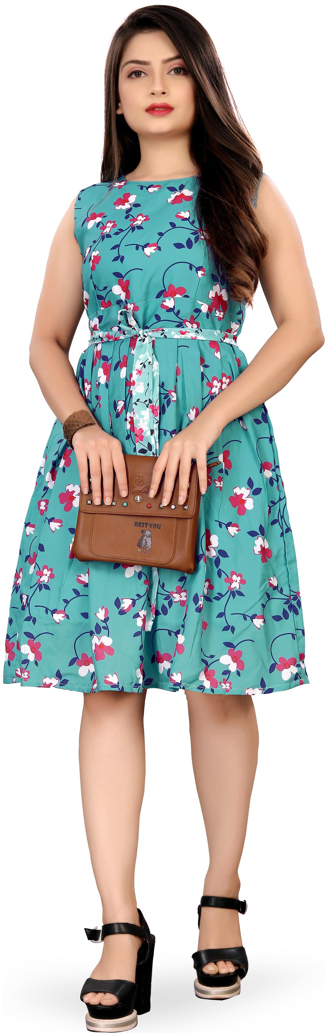 

MODELTY Turquoise Floral Fit flare dress