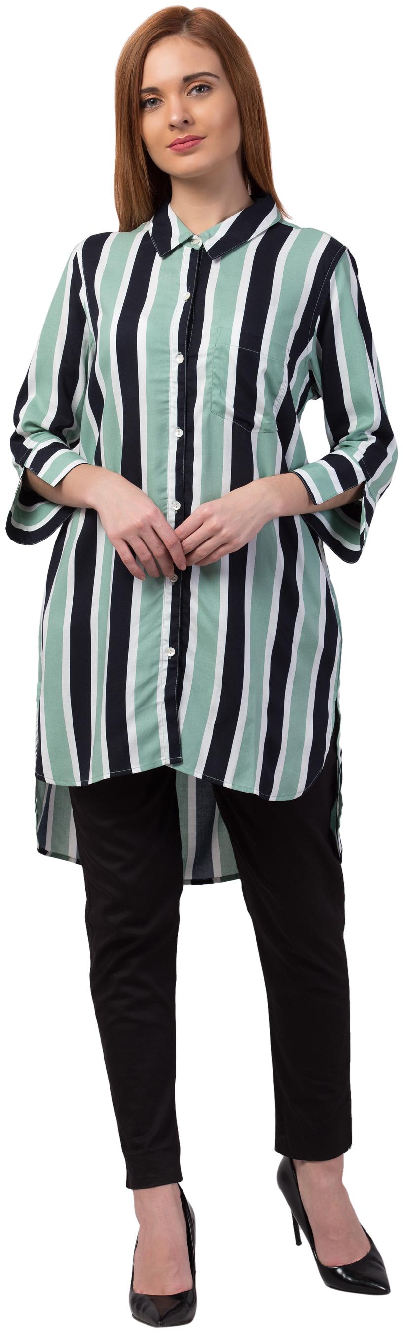 

Modestella Women Viscose Rayon Striped Shirt Multi