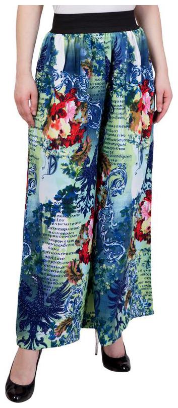 

Modish Vogue Blue Green Red Floral Print Palazzo