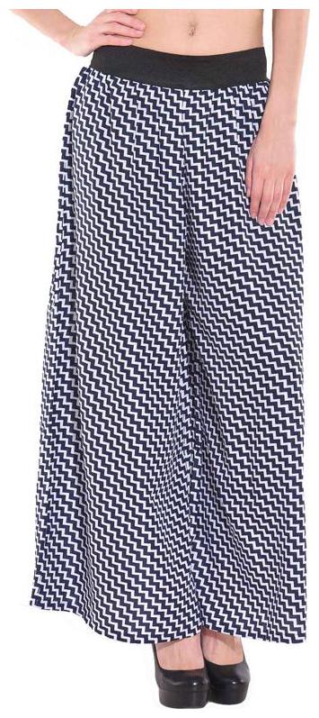 

Modish Vogue Printed Blue and White Zig Zag Print Palazzo