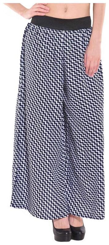 

Modish Vogue Printed Blue and White Zig Zag Print Palazzo