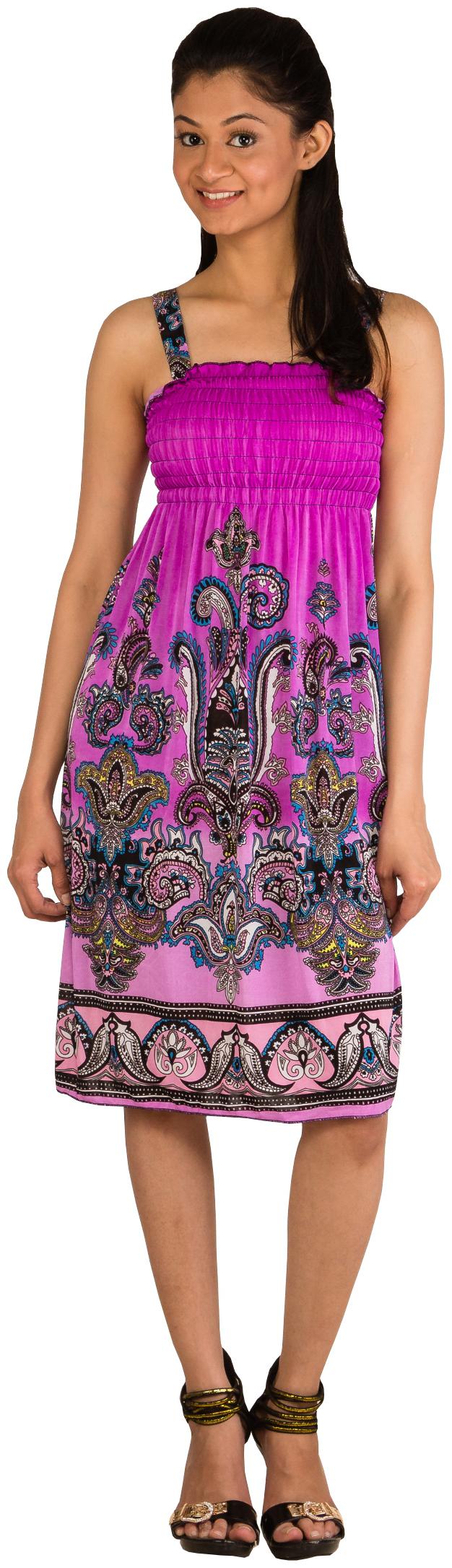 

Modo Vivendi Purple Printed Empire dress