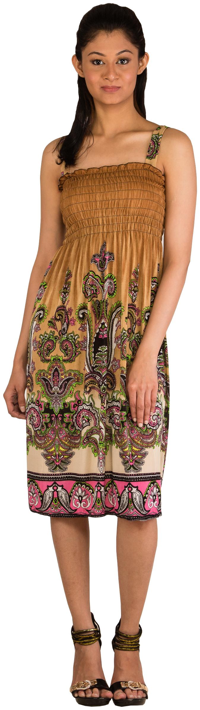 

Modo Vivendi Brown Printed Empire dress