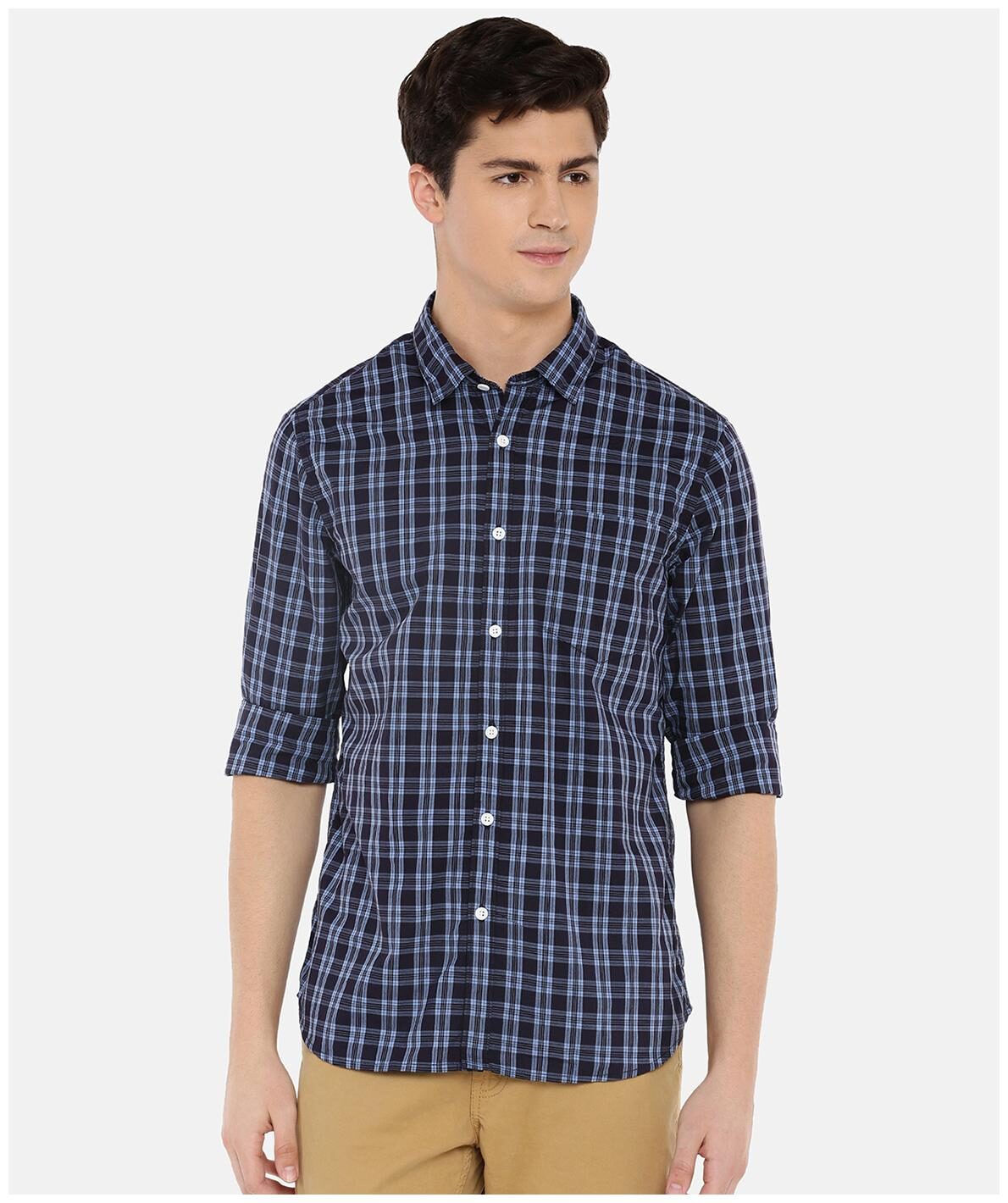 

MODVOLK Men Blue Checked Slim Fit Casual Shirt