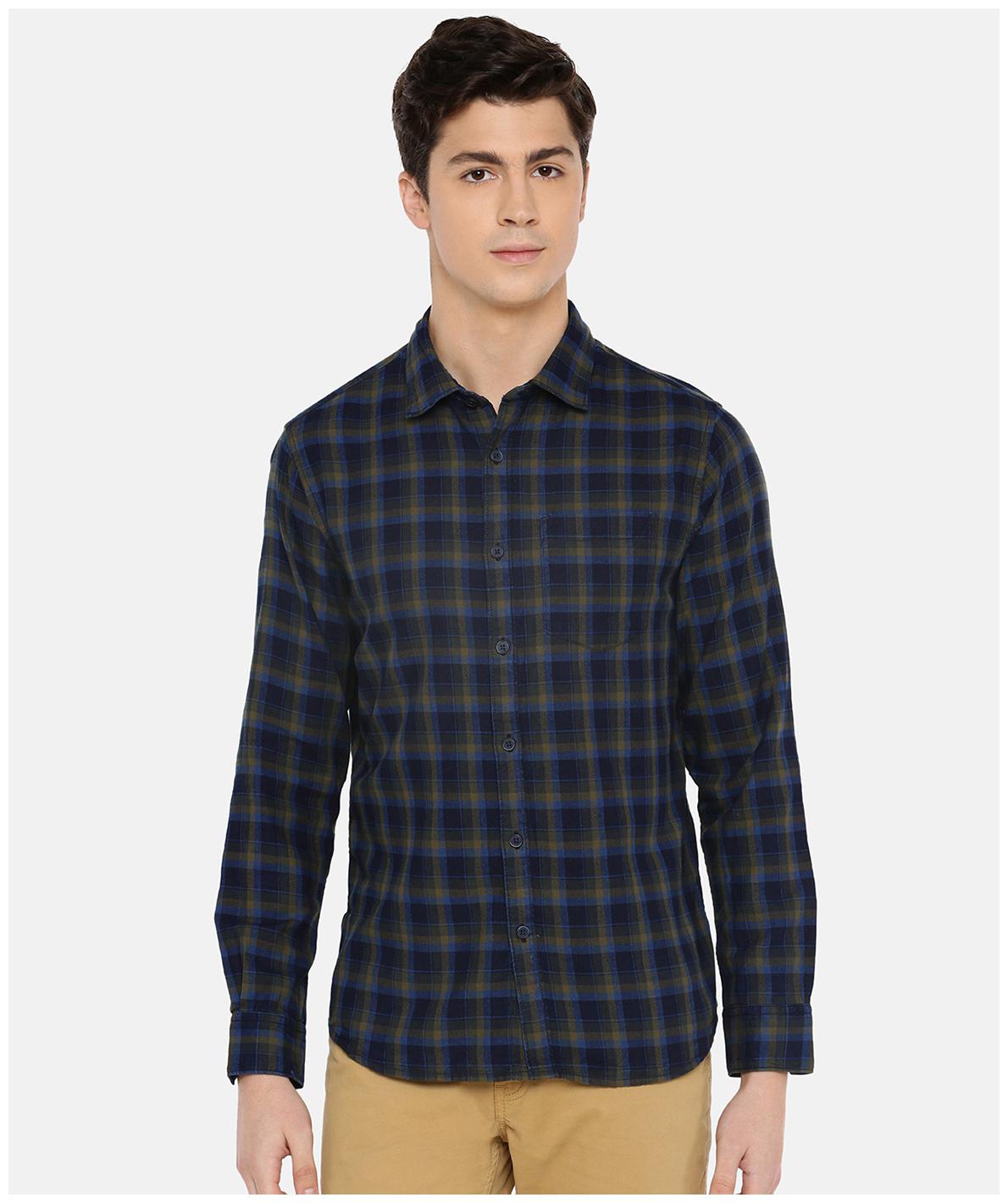 

MODVOLK Men Blue Checked Slim Fit Casual Shirt