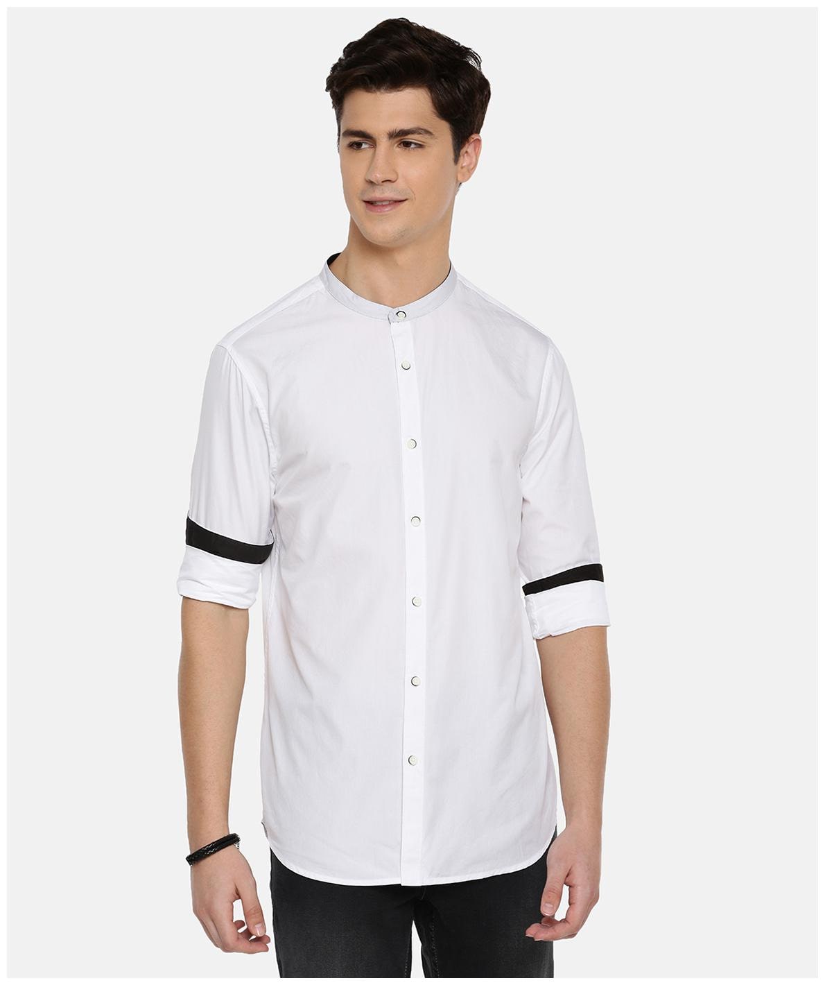 

MODVOLK Men White Solid Slim Fit Casual Shirt