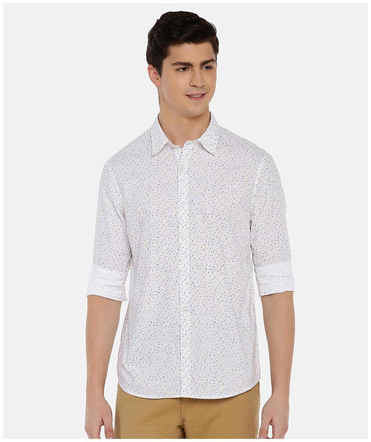 

MODVOLK Men White Printed Slim Fit Casual Shirt