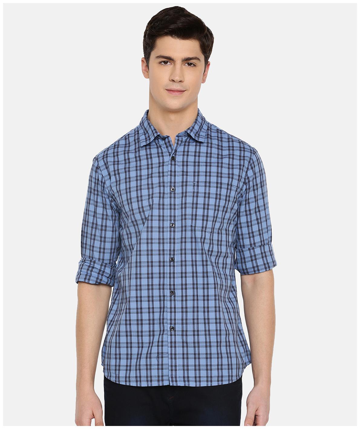 

MODVOLK Men Blue Checked Slim Fit Casual Shirt