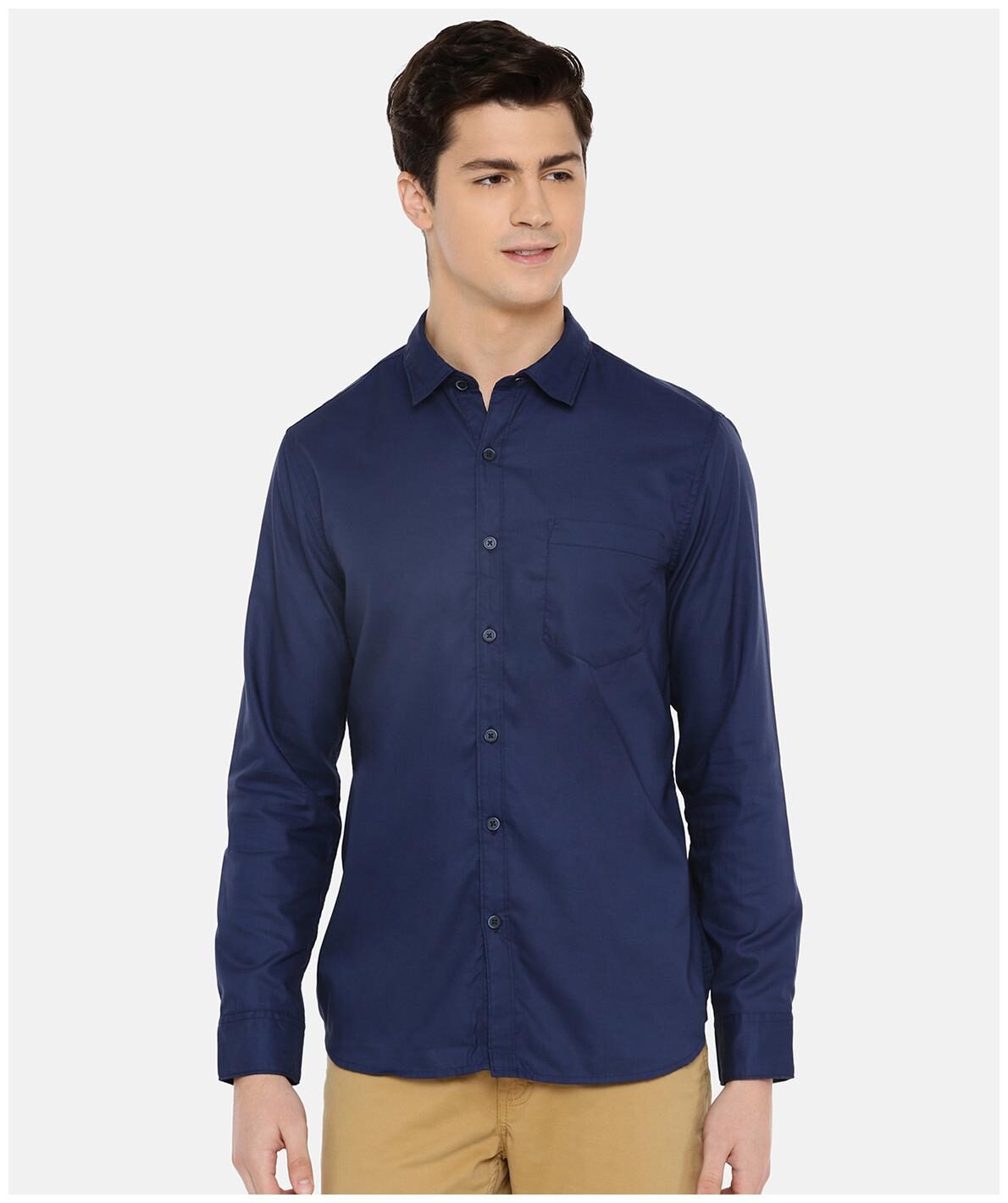 

MODVOLK Men Blue Solid Slim Fit Casual Shirt