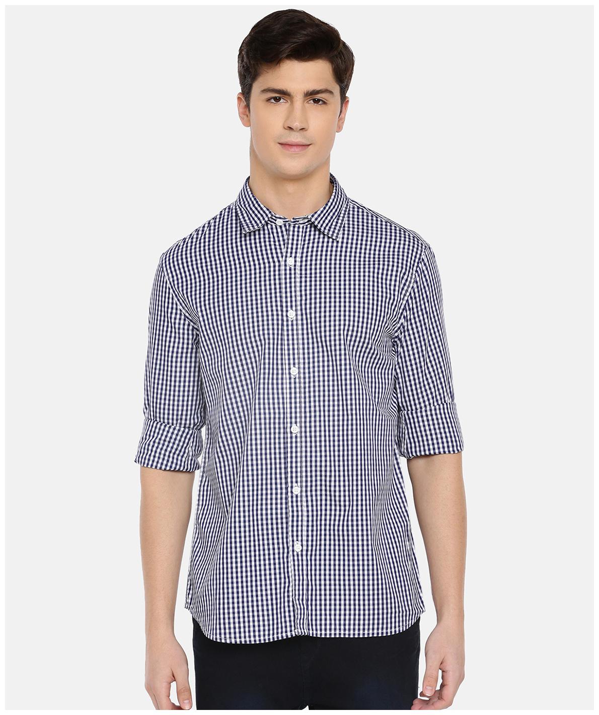 

MODVOLK Men Blue Checked Slim Fit Casual Shirt