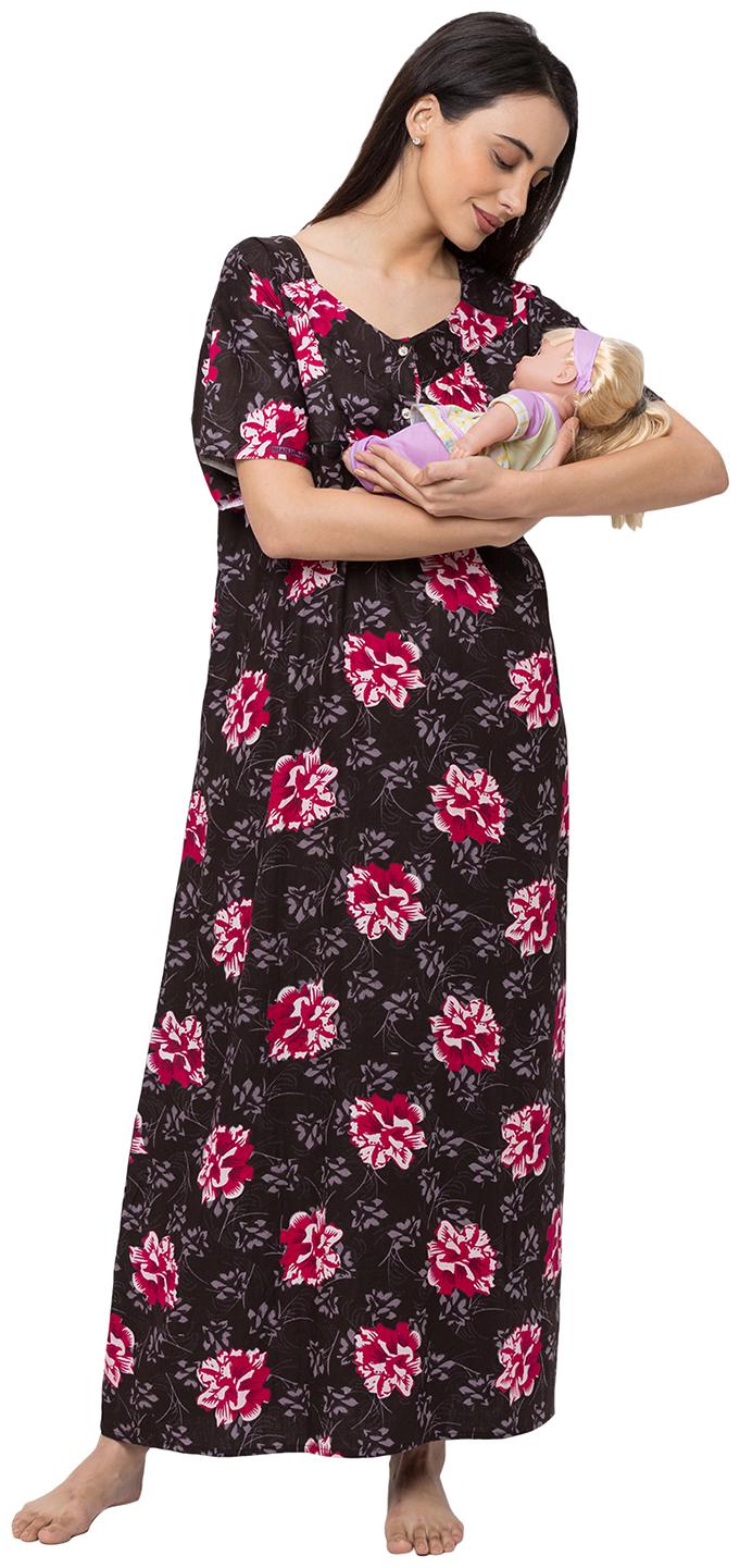 Momtobe Women Cotton Floral Purple Maternity Wear by Momtobe
