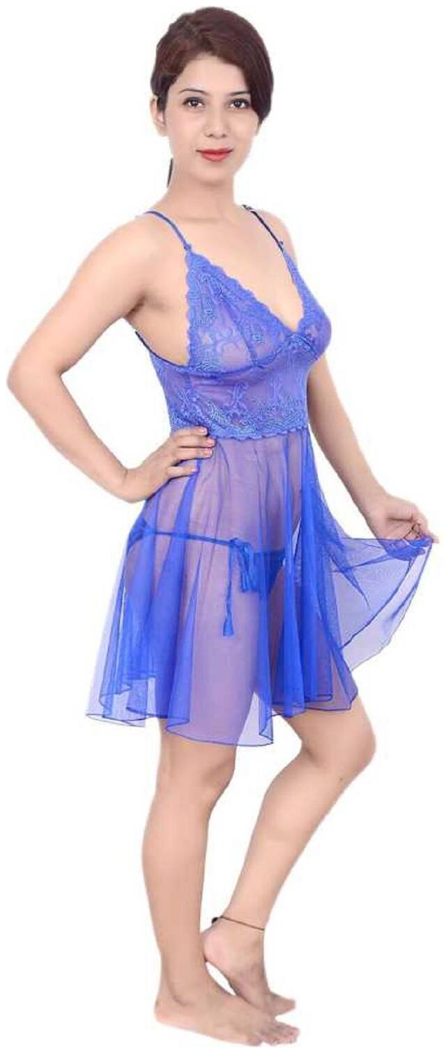 Mona Sexy & Stylish Net Babydoll Nighty With Panty Set