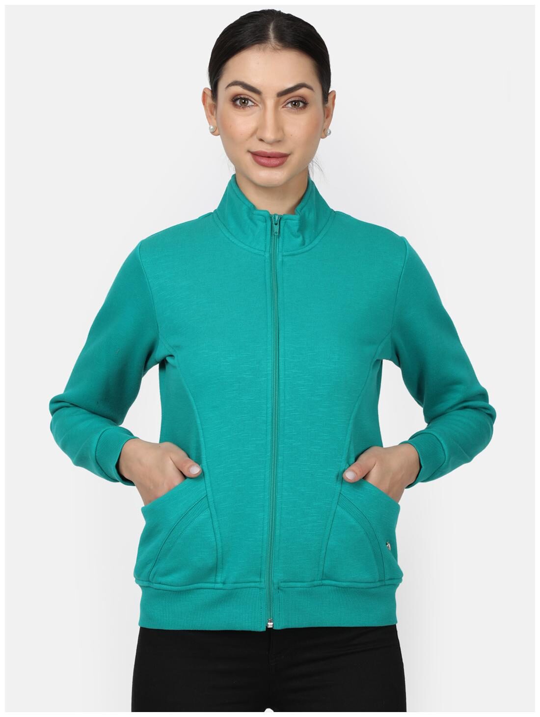 

Monte Carlo Women Solid Sweatshirt - Turquoise