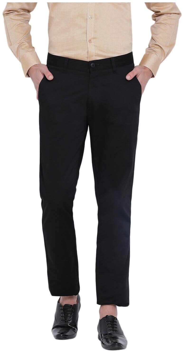 

Monte Carlo Men Black Solid Slim fit Regular trousers