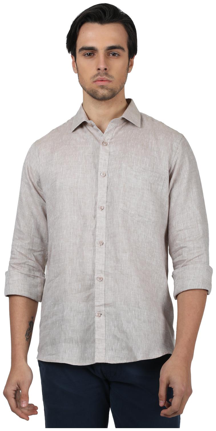 

Monte Carlo Men Beige Solid Regular Fit Casual Shirt