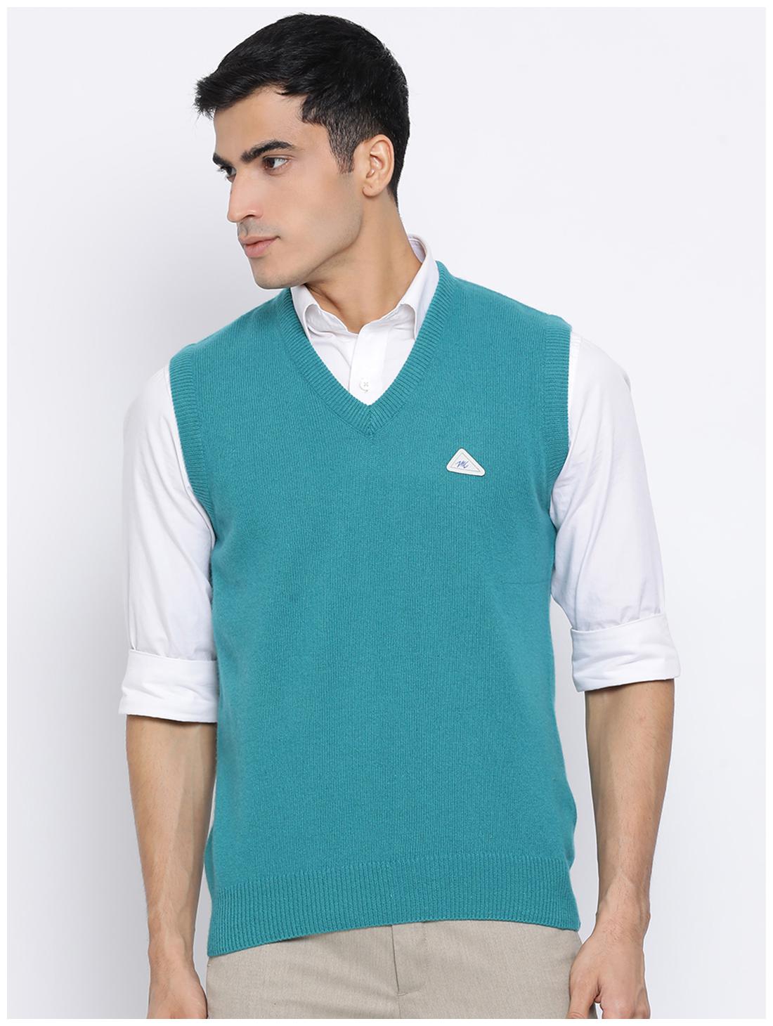 

Monte Carlo Men Blue V neck Longline sweater