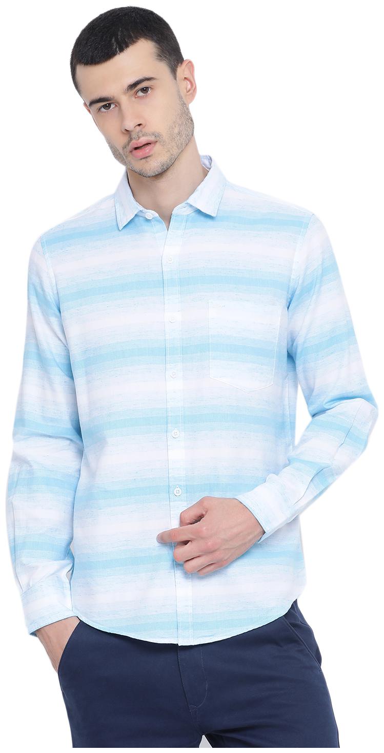

Monte Carlo Men Blue Horizontal Stripes Regular Fit Casual Shirt