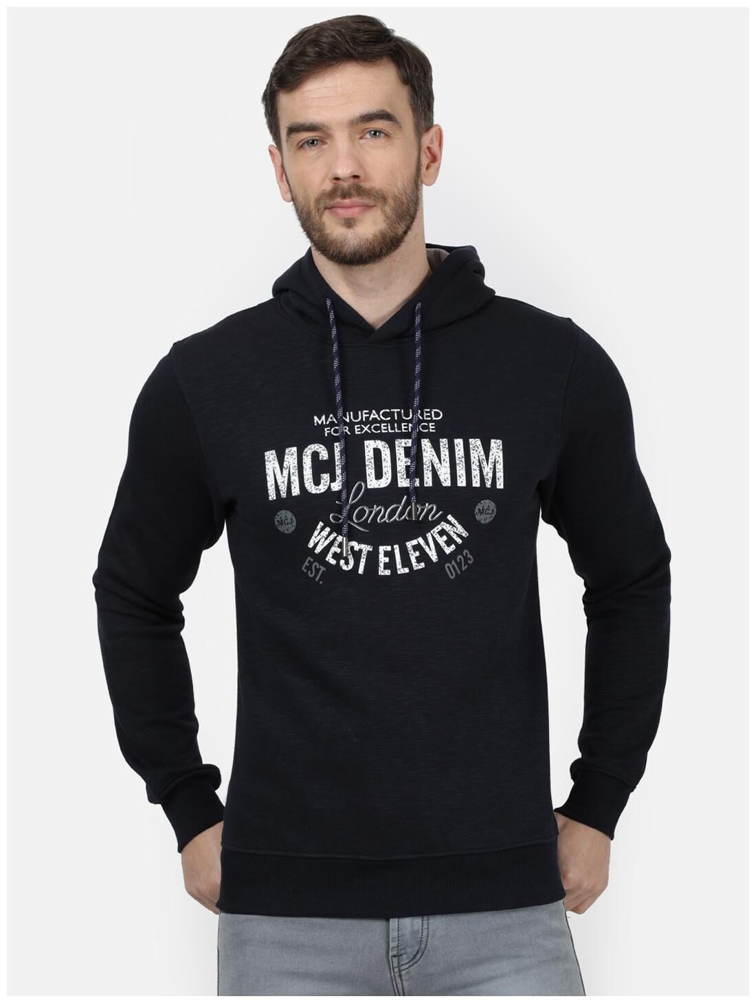 

Monte Carlo Cotton Blend Navy Blue Printed Sweatshirt For Men