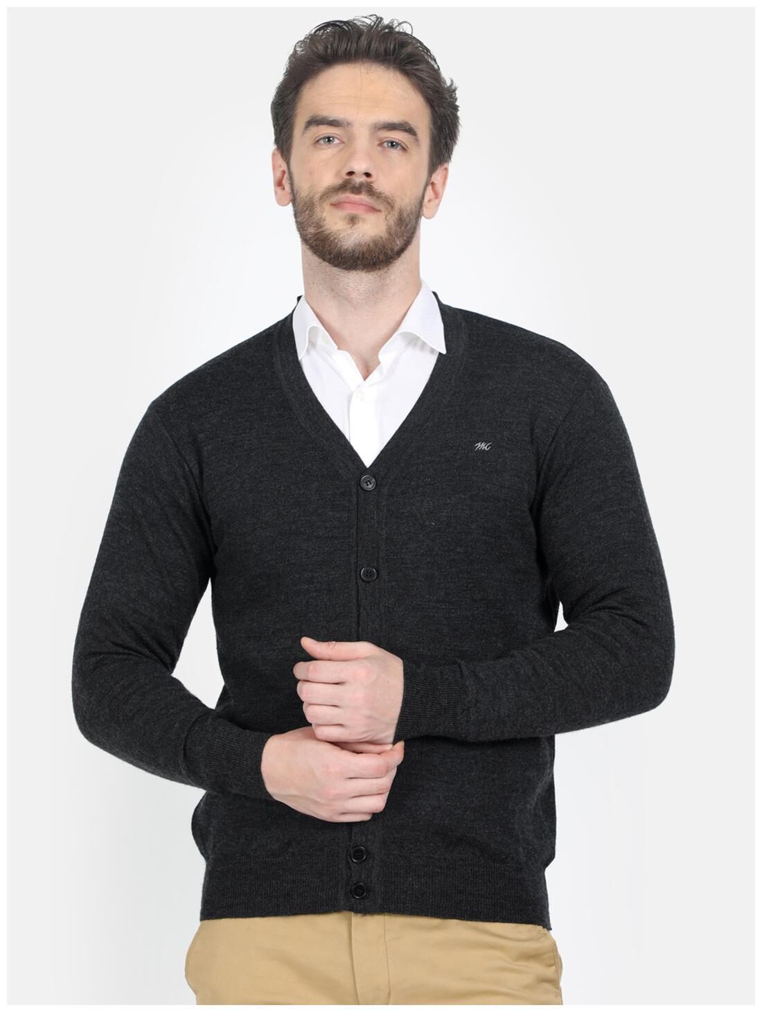 

Monte Carlo Men Grey V neck Cardigan