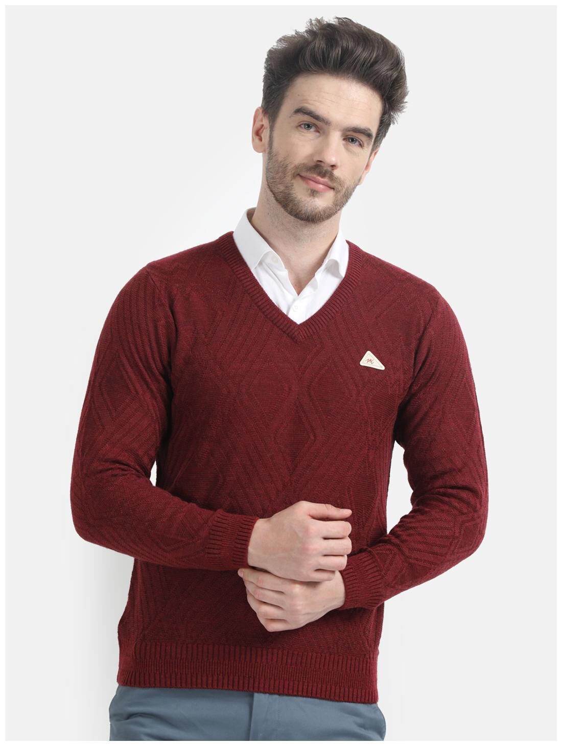 

Monte Carlo Men Maroon V neck Pullover