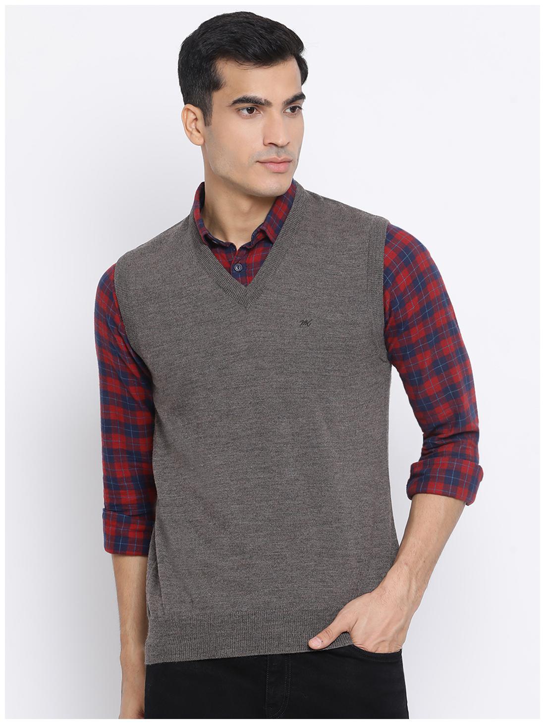 

Monte Carlo Men Grey V neck Front-open sweater