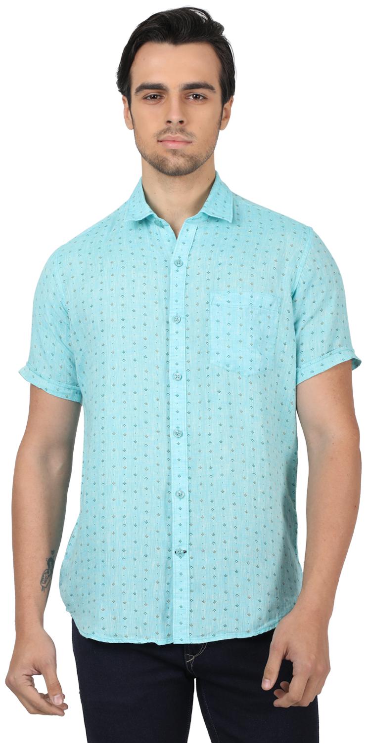 

Monte Carlo Men Blue Printed Regular Fit Casual Shirt