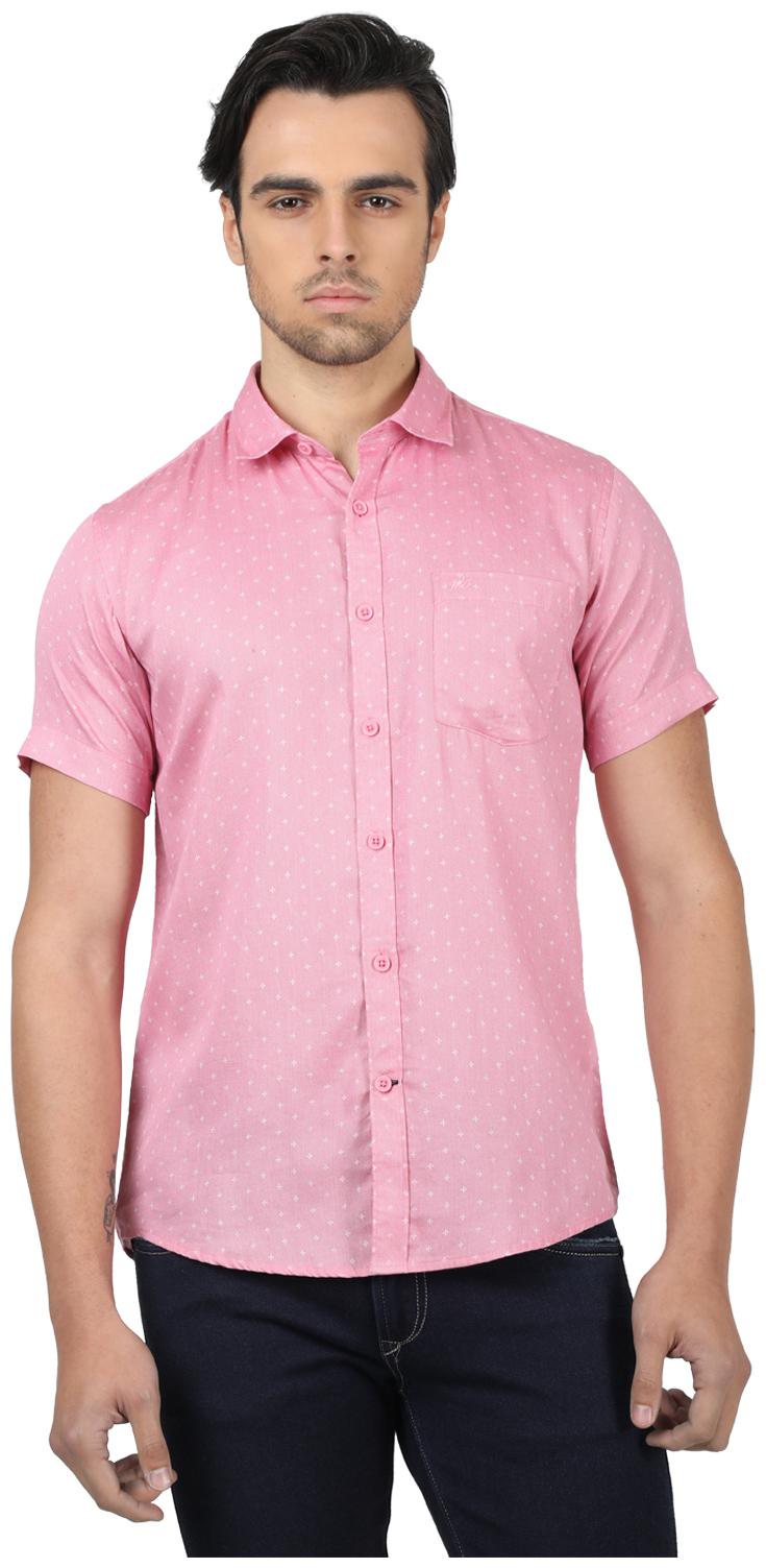 

Monte Carlo Men Pink Printed Slim Fit Casual Shirt