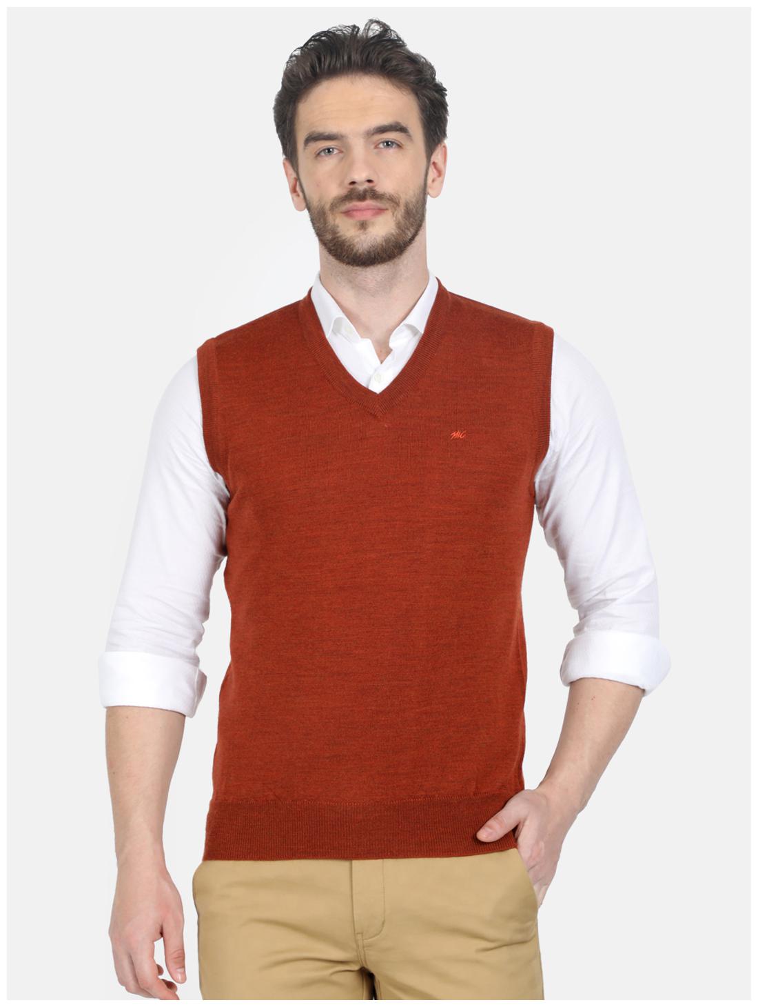 

Monte Carlo Men Orange V neck Longline sweater