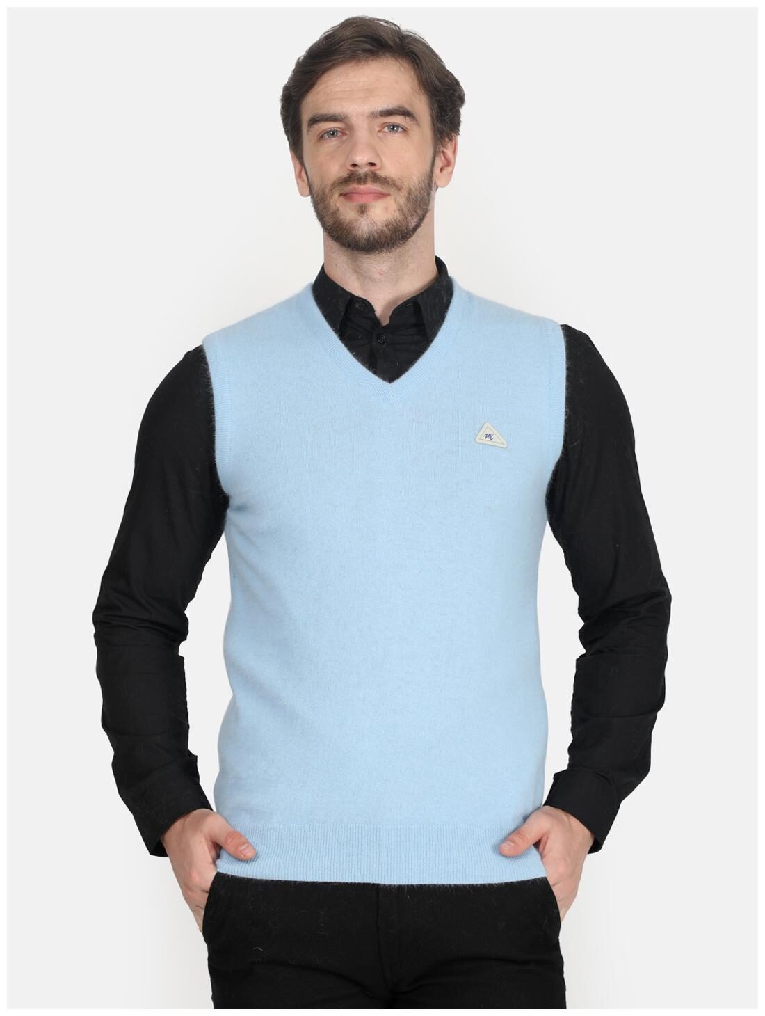

Monte Carlo Men Blue V neck Longline sweater