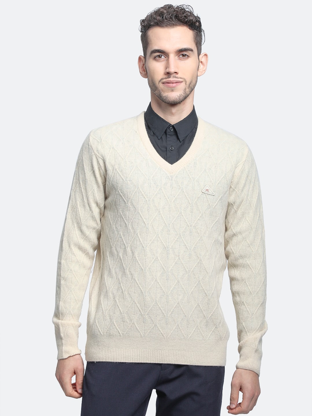

Monte Carlo Men Wool Self Design Pullover (Cream)